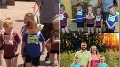 Dad gets severely shamed for putting leashes on his 5-year-old quintuplets
